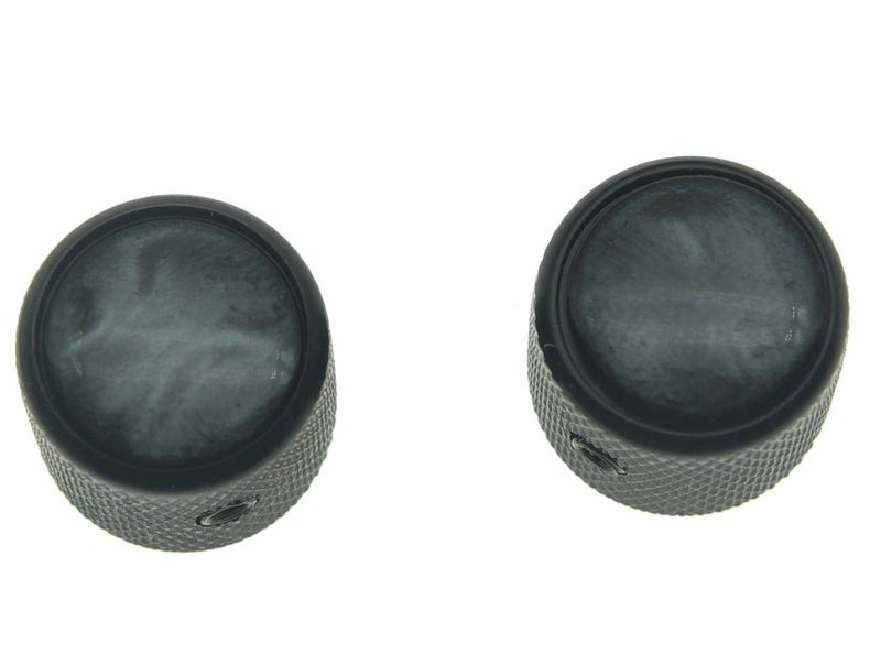 KAISH Set of 2 Pearl Top Guitar Dome Knobs with Set Screw for Tele Guitars - Black Pearl Cap Bass Knobs - Image 3